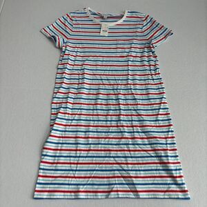 J. Crew T Shirt Dress Women's M Kelly Red White Blue Short Sleeve Patriotic NWT